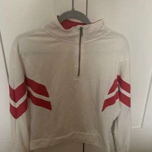 Red and White Zip Up Sweater